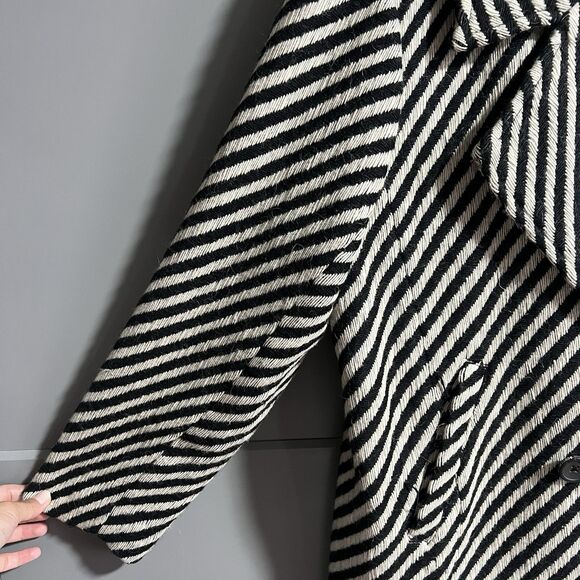 Scotch & Soda Women Stripe Wool Blend Peacoat 1 (Large) - Picture 2 of 9
